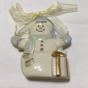 Snowman ornament with the name "Joseph" by Lenox